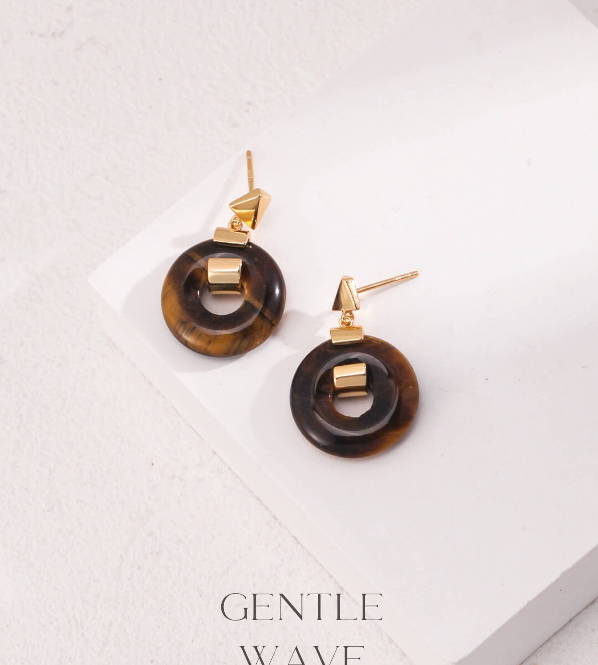 Gentle Wave| Elegant Dalmatian Jasper & Tiger Eye Hoop Earrings E01119