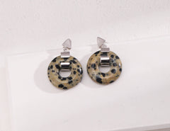 Gentle Wave| Elegant Dalmatian Jasper & Tiger Eye Hoop Earrings E01119