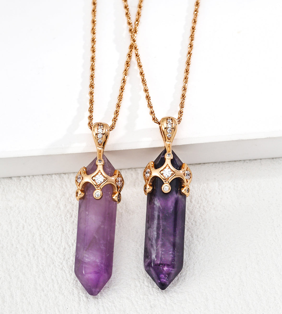 Dainty Amethyst Pendant with Cubic Zirconia AccentsD0655-2