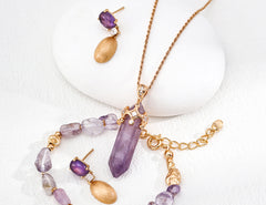 Dainty Amethyst Pendant with Cubic Zirconia AccentsD0655-2