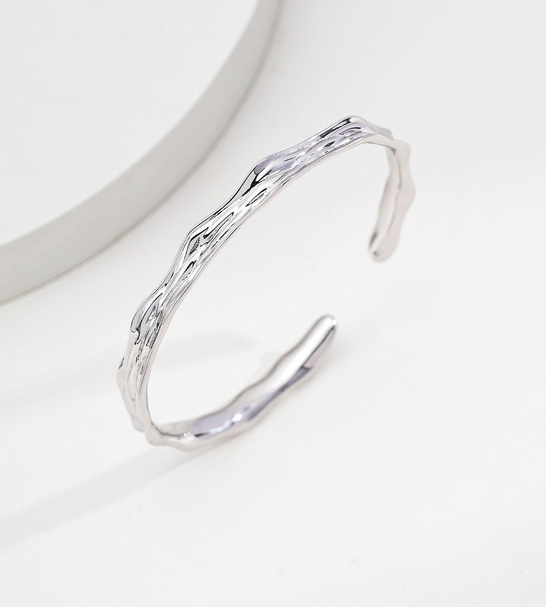 Wave Wave Texture Sterling Silver Bangle Bracelet S0054