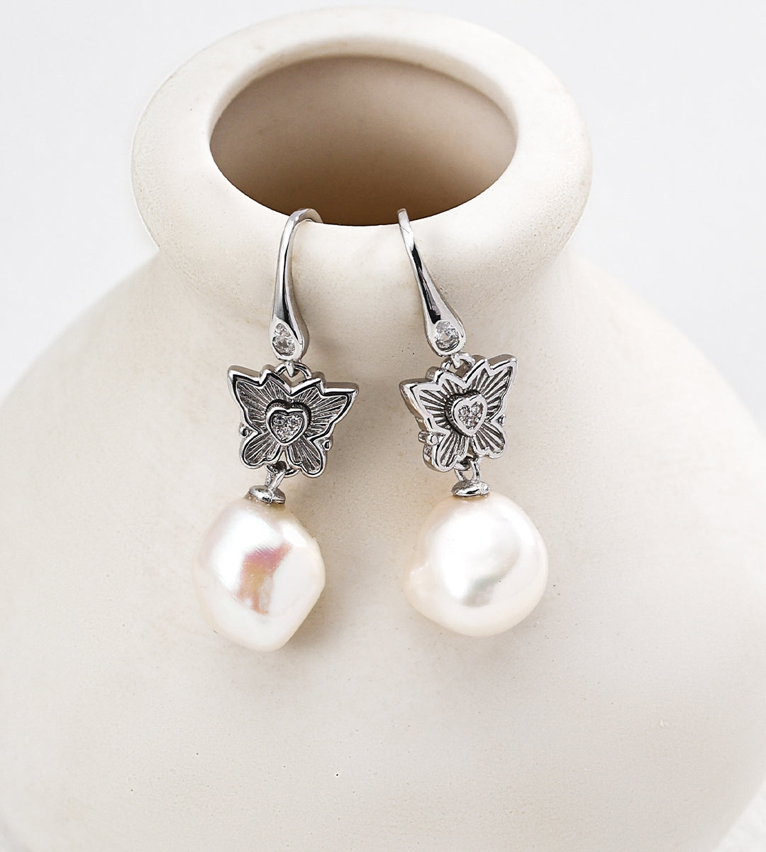 Celestial Butterfly Pearl Earrings Vintage Inspired Earrings for Women E01370