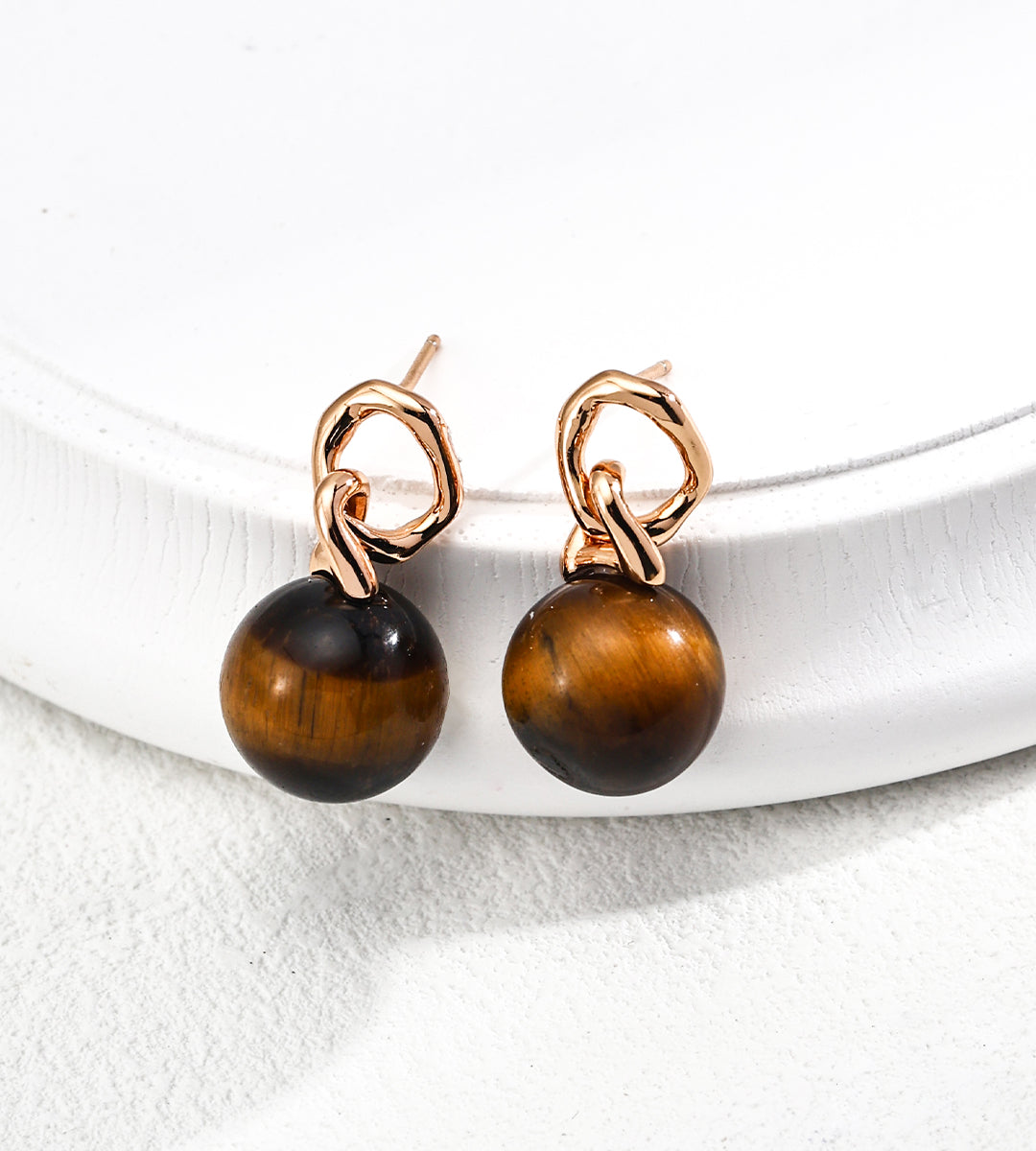 GentleWaveCo Natural Tiger's Eye Stone Earrings  E01288-2