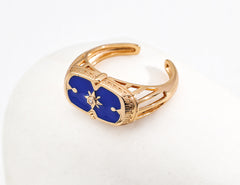 GentleWaveCo Artisan Blue Black Enamel Ring J0285