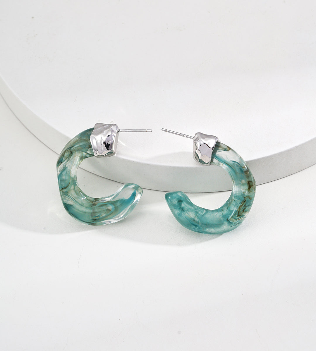 GentleWaveCo New Chinese Style Imitation Moss AgateEarrings  E01237