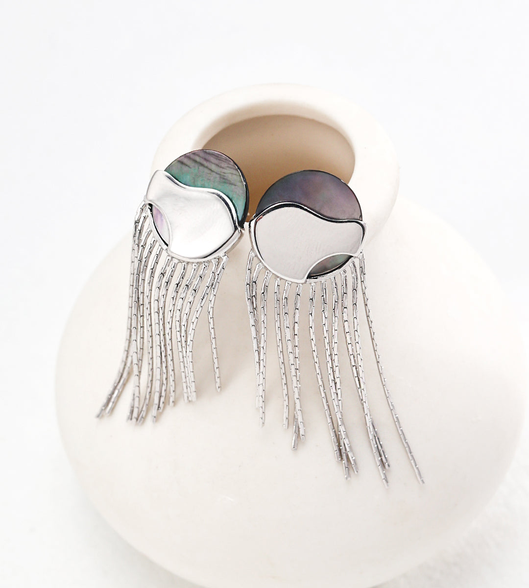 Gentlewaveco Sterling Silver Minimalist Shell Elegant Dangle Earrings E01059