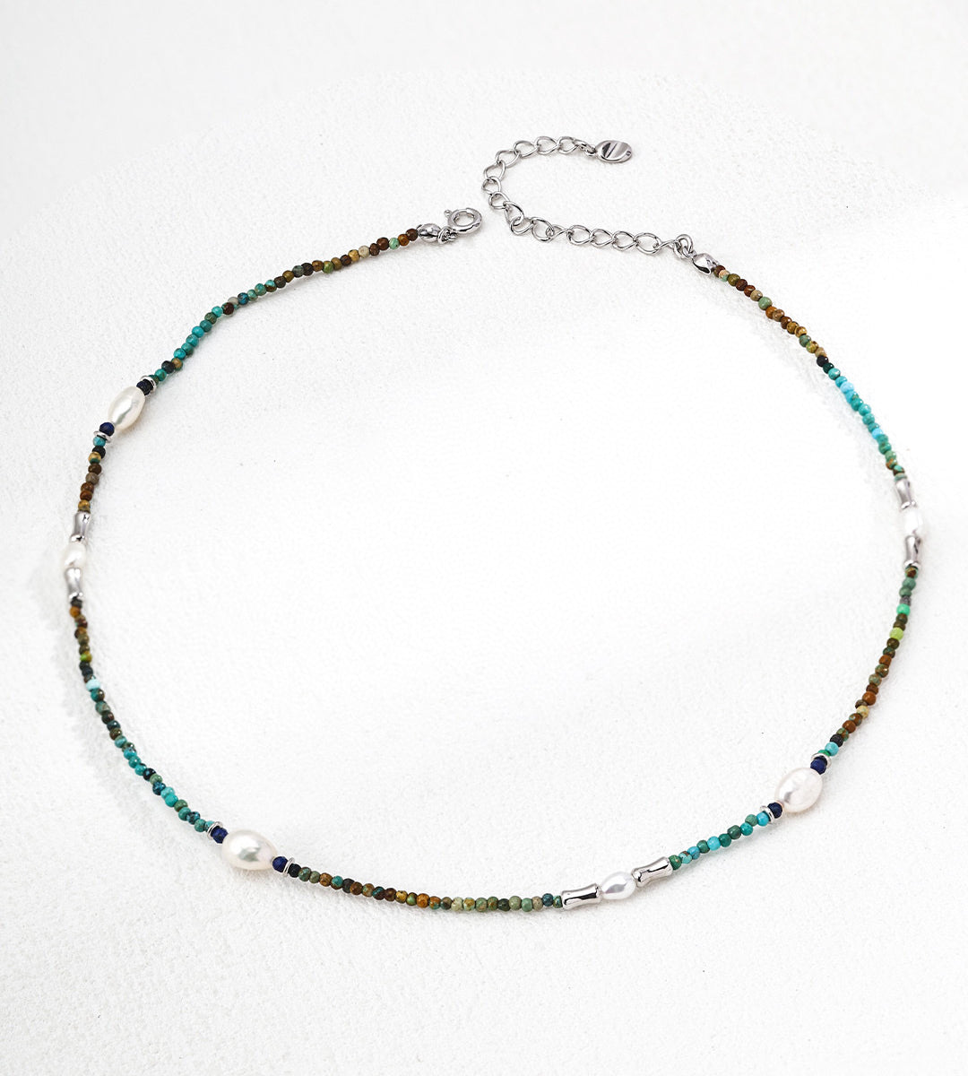 Gentlewaveco  Vintage Natural Pearl Lapis Lazuli Turquoise Pendant Necklace D0625