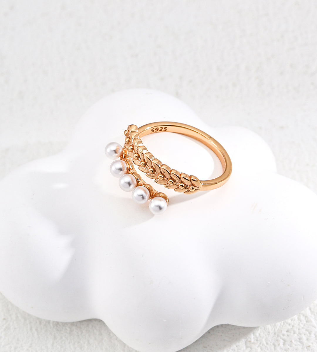 Gentlewaveco Designer Pearl Accent Adjustable Statement Ring J0278