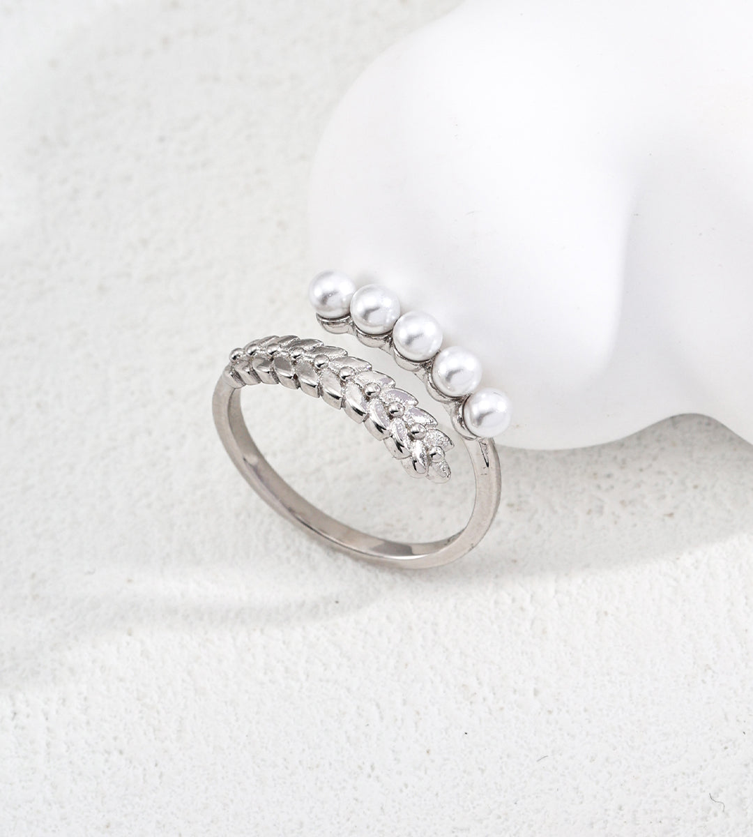 Gentlewaveco Designer Pearl Accent Adjustable Statement Ring J0278