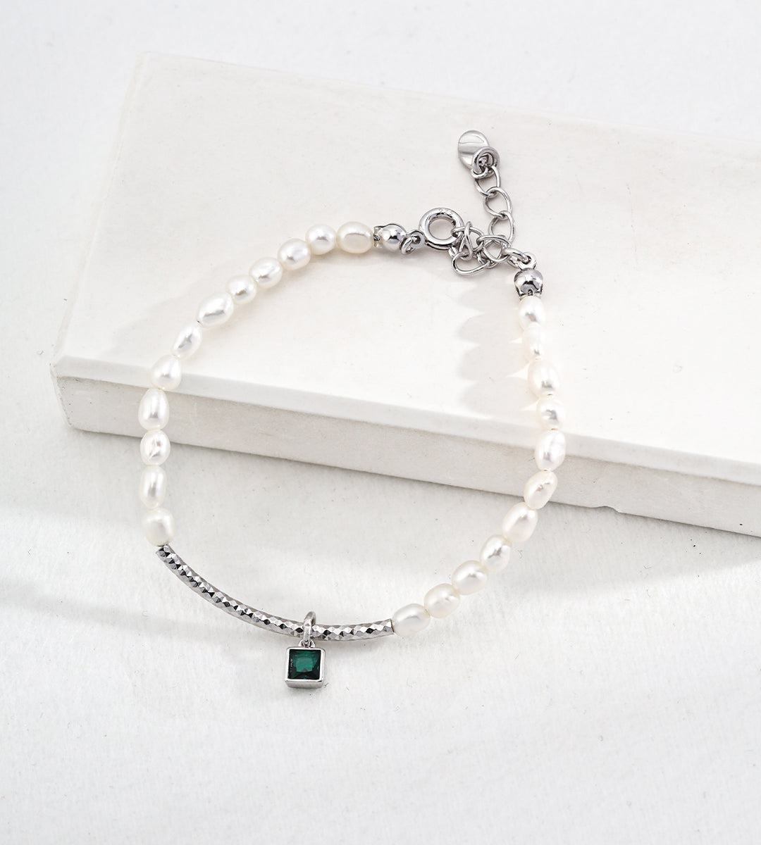 Gentlewaveco Sterling Silver Pearl Zircon Delicate Bracelet SL0129